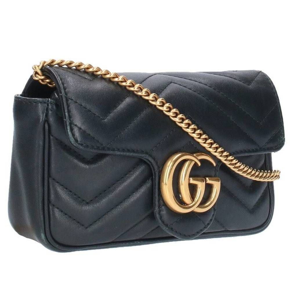 Gucci GG Marmont Shoulder Bag Black x Gold
